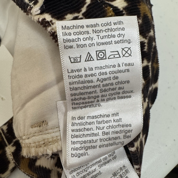 J Crew Corduroy Pants Womens 27 Brown Leopard Print 10" Toothpick Ankle Stretch - Picture 10 of 14